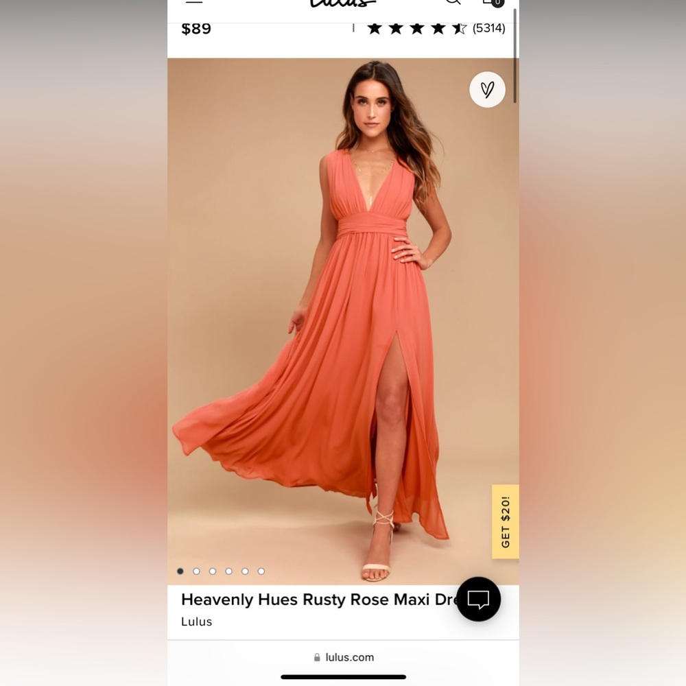 Lulus Heavenly Hues Rusty Rose Maxi Dress Size Medium